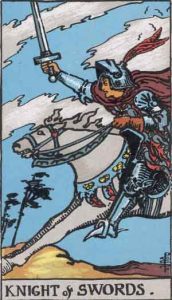The night of swords tarot card giving advice related to the law of attraction